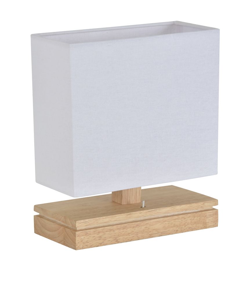 Lampe base rectangulaire en bois avec port US